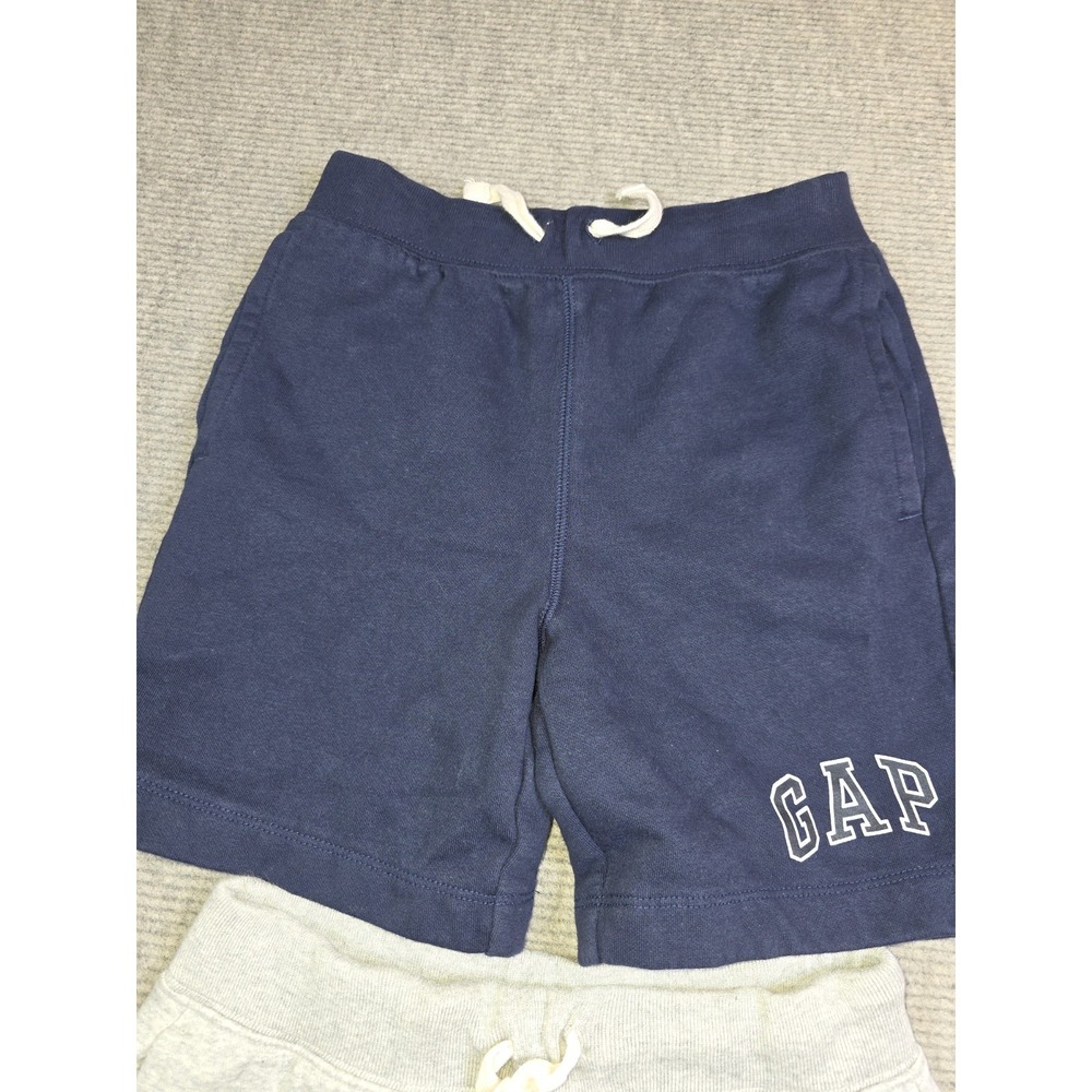 Gap Kids Relaxed Fleece Medium Logo Pull-On Drawstring Shorts Blue Gray Lot Of 2 - Picture 4 of 11